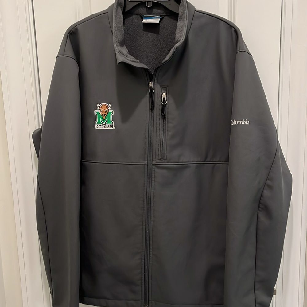 Thick We are Marshall Thundering Herd Softshell Bionic Apex Fleece Gray Jacket